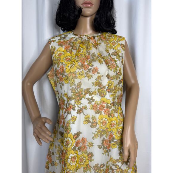 Vintage Unbranded 70’s Yellow Floral Maxi Dress & Matching Coat Set medium - Picture 12 of 17